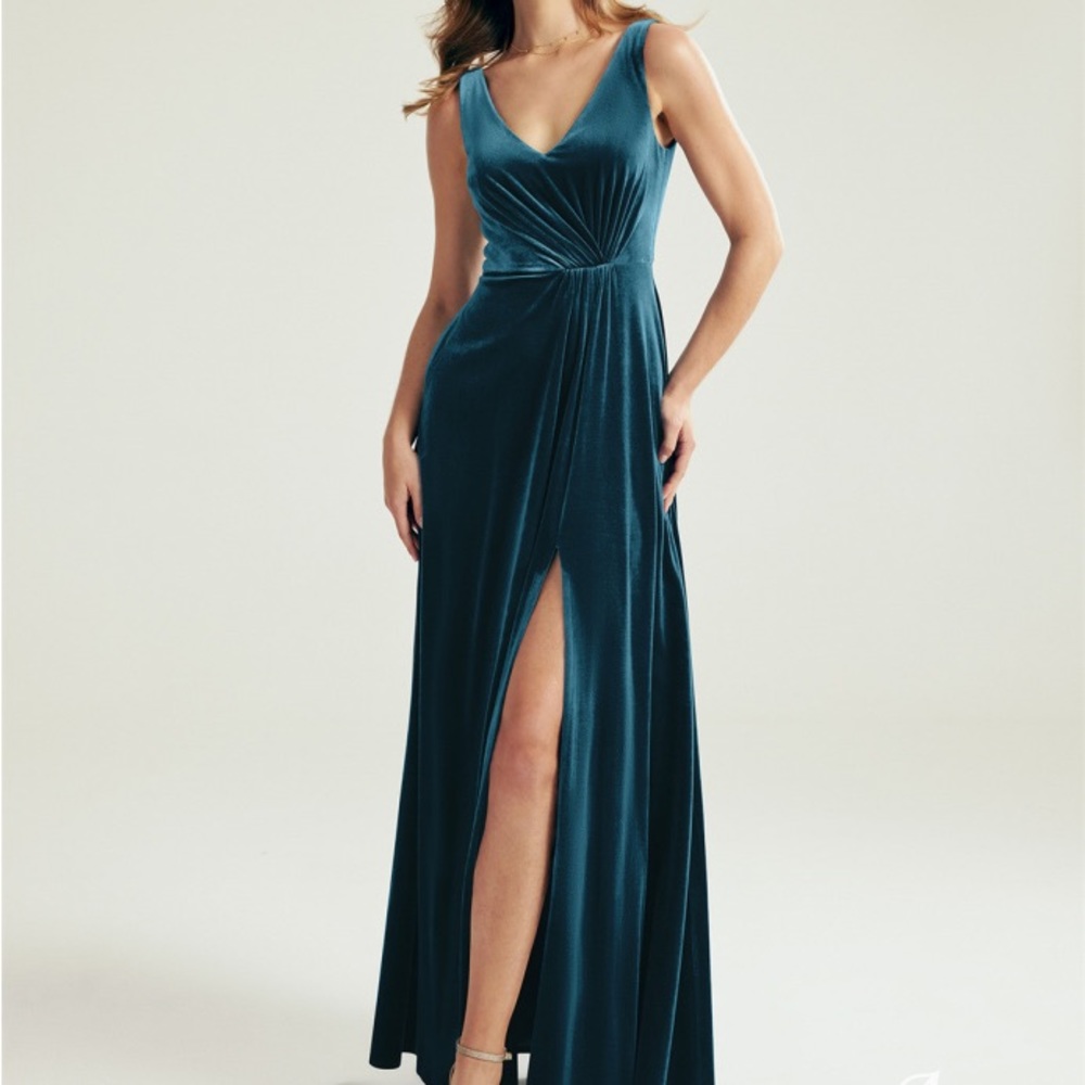 Velvet Blue Bridesmaids Dress AW Bridal